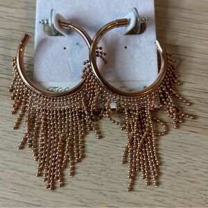 Fifth Avenue Rose Gold Fringe Hoop Earrings